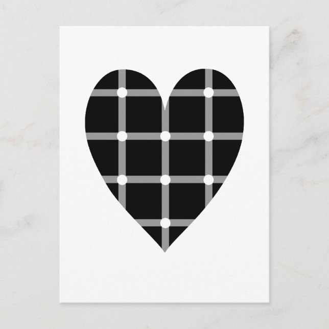 Carte Postale Coeur d'illusion optique noir et blanc (Devant)