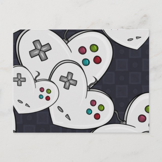 Carte Postale Coeur du contrôleur Gamer Love (Devant)