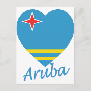 Carte Postale Coeur du drapeau d'Aruba