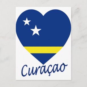 Carte Postale Coeur du drapeau de Curaçao