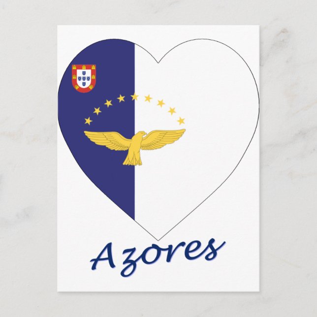 Carte Postale Coeur du drapeau des Açores (Devant)