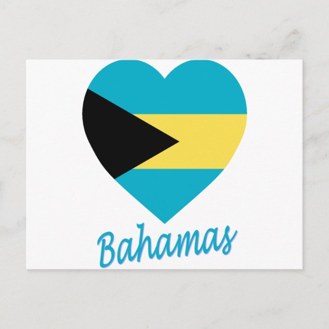 Carte Postale Coeur du drapeau des Bahamas (Devant)