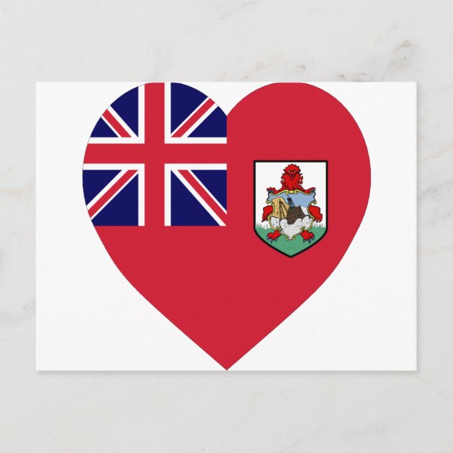 Carte Postale Coeur du drapeau des Bermudes (Devant)