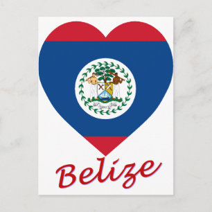 Carte Postale Coeur du drapeau du Belize