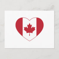 Carte postale Coeur du drapeau du Canada