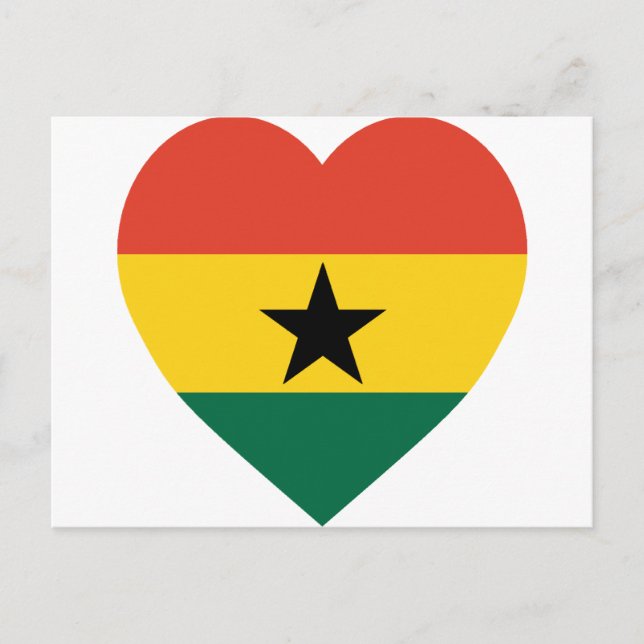 Carte Postale Coeur du drapeau du Ghana (Devant)