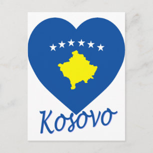 Carte Postale Coeur du drapeau du Kosovo
