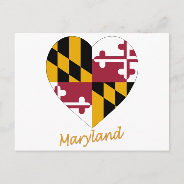 Carte Postale Coeur du drapeau du Maryland (Devant)