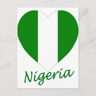 Carte Postale Coeur du drapeau du Nigeria