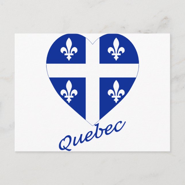 Carte Postale Coeur du drapeau du Québec avec nom (Devant)