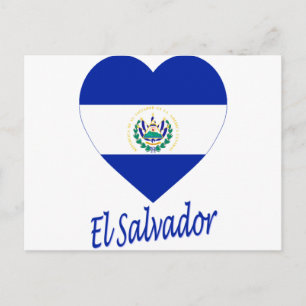 Carte Postale Coeur du drapeau du Salvador