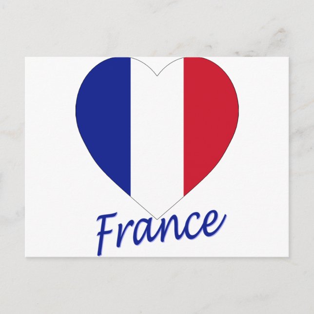 Carte Postale Coeur du drapeau français (Devant)