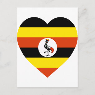 Carte Postale Coeur du drapeau ougandais