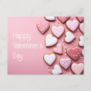 Carte Postale Coeur en forme Coeur Cookies sur terrain rose Sain