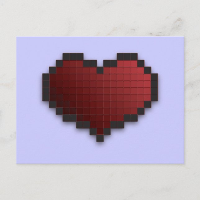 Carte Postale Cœur en pixels (Devant)