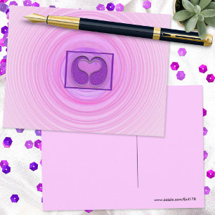 Carte Postale Cœur en spirale rose encadré Vous manque