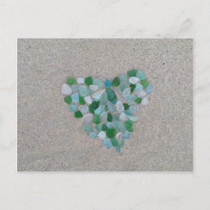 Carte Postale Coeur en verre de mer