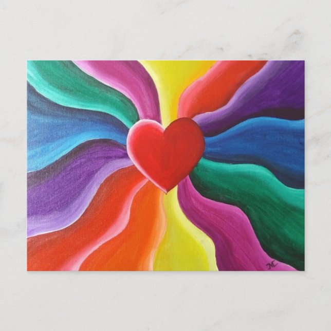 Carte postale Coeur et arc-en-ciel (Devant)
