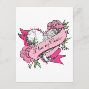 Carte Postale Coeur et Rose