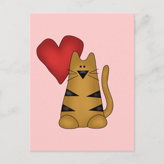 Carte Postale Coeur et T-shirts et cadeaux rayés de chat (Devant)