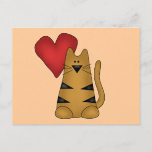Carte Postale Coeur et T-shirts et cadeaux rayés de chat