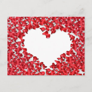 Carte Postale Coeur fait de pétales Roses