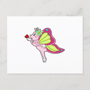 Carte Postale Cœur Fleur de Papillon