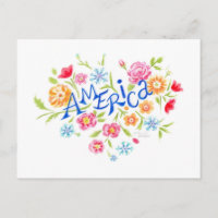 Carte postale cœur floral américain