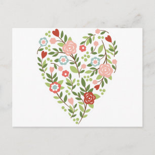 Carte postale - Coeur floral - Saint-Valentin