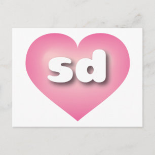 Carte Postale Coeur fondu rose du Dakota du Sud - J'aime sd
