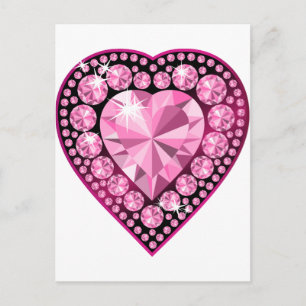 Carte Postale Coeur Gem Quartz Rose