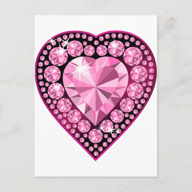 Carte Postale Coeur Gem Quartz Rose (Devant)