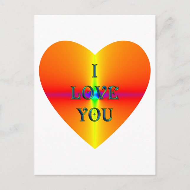Carte Postale Coeur "I Love You" (Devant)
