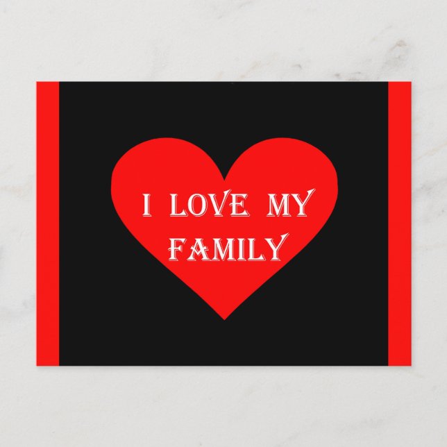 Carte Postale Coeur J'aime ma famille (Devant)