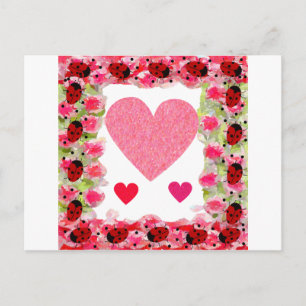Carte Postale Coeur Ladybugs