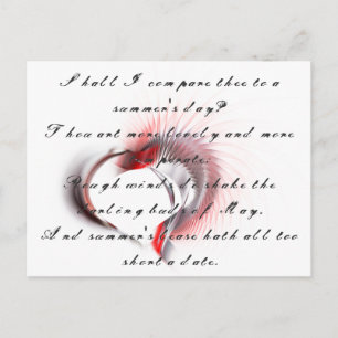 Carte Postale Coeur métallique avec sonnet de Shakespeare 18