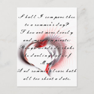 Carte Postale Coeur métallique avec sonnet de Shakespeare 18