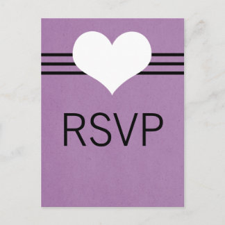 Carte postale Coeur moderne RSVP, violet
