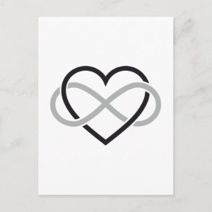 Carte Postale Coeur noir avec signe infini