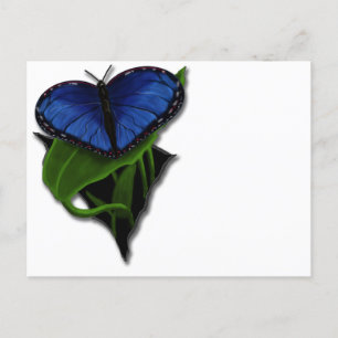 Carte Postale Coeur papillon bleu