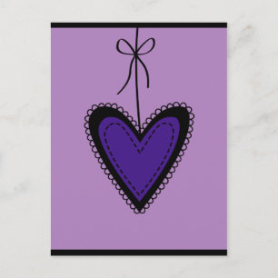 Carte postale coeur pourpre
