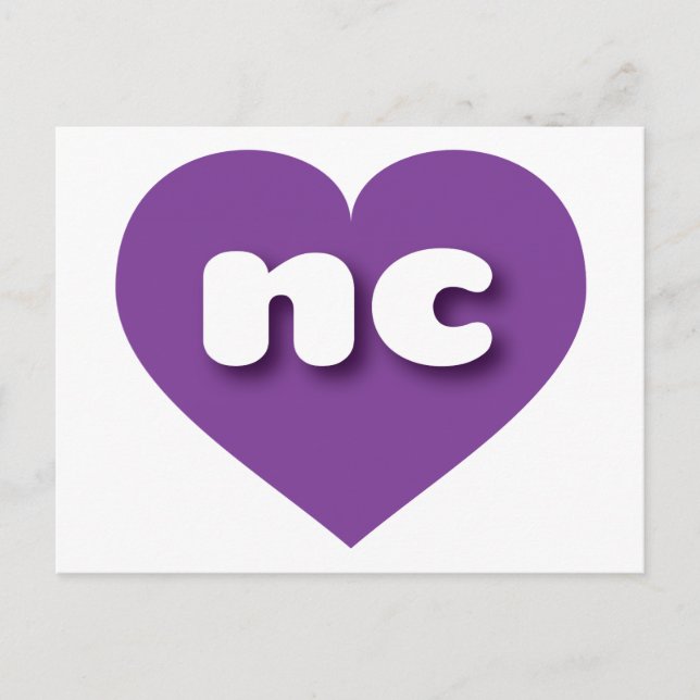 Carte Postale Coeur pourpre de Caroline du Nord - J'aime nc (Devant)