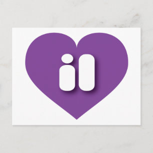 Carte Postale Coeur pourpre de l'Illinois - I love il