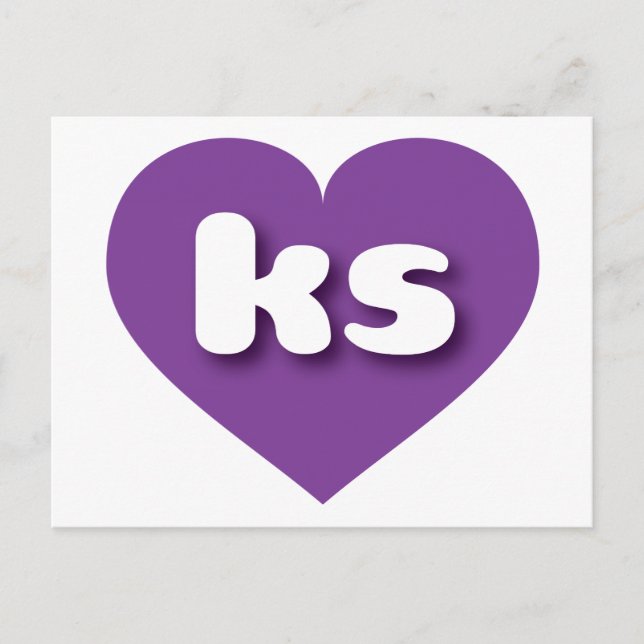 Carte Postale Coeur pourpre du Kansas - I love ks (Devant)