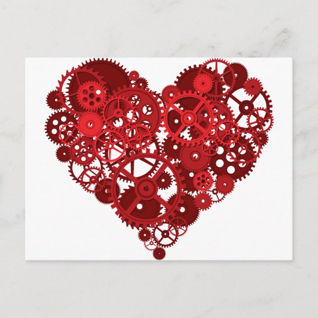 Carte Postale Coeur Red Gears (Devant)