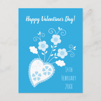 Carte Postale Coeur romantique bleu portugais