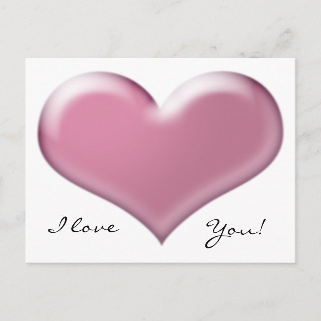 Carte Postale Coeur rose 3D (Devant)
