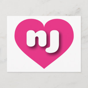 Carte Postale Coeur rose chaud du New Jersey - J'aime nj
