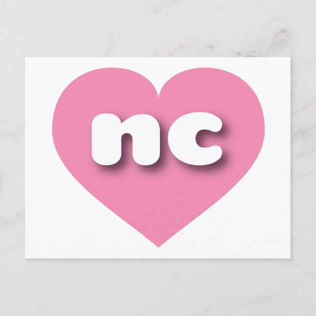 Carte Postale Coeur rose de Caroline du Nord - J'aime nc (Devant)