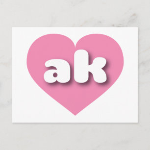 Carte Postale Coeur rose de l'Alaska - J'aime ak